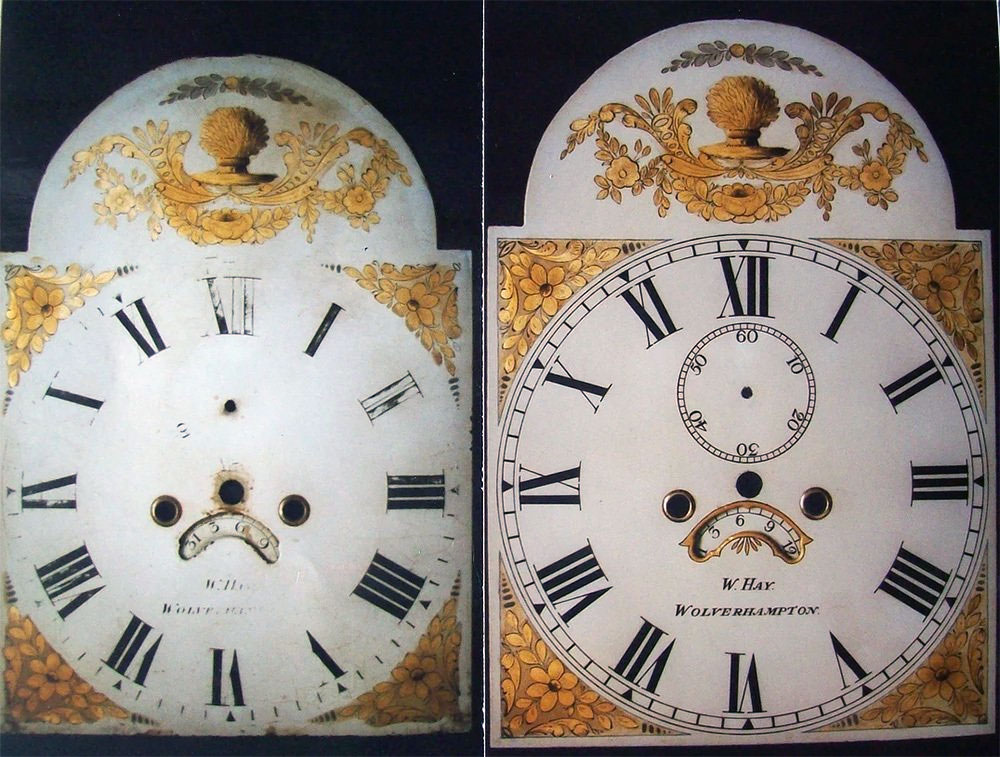 corner farm antiques clock face restoration before and after