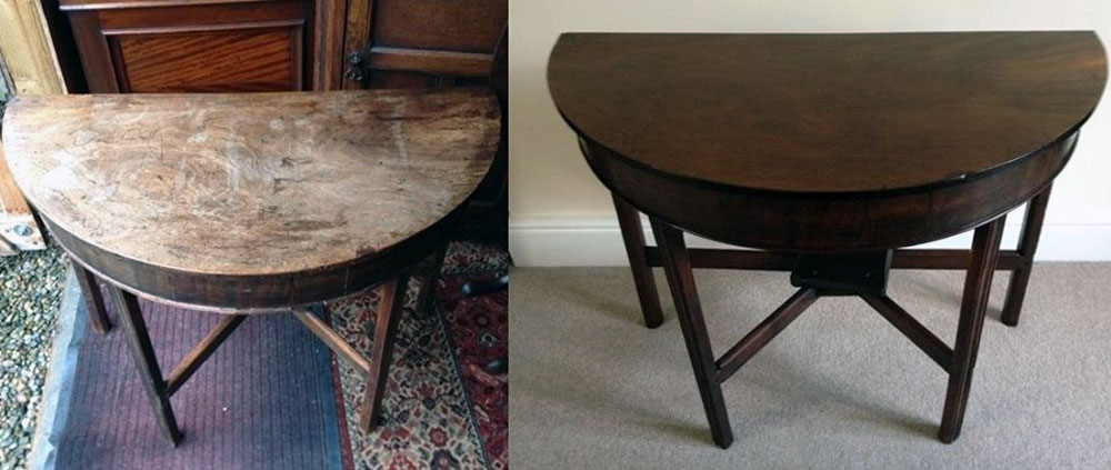 corner farm antiques table restoration before and after